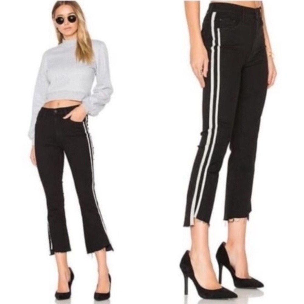 Mother Insider Crop Step Fray Jeans In Guilty Racer Side Straps Cropped Slim 25